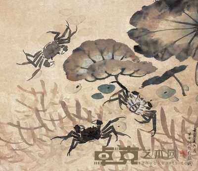 甘士调 螃蟹 镜心 29.3×34cm